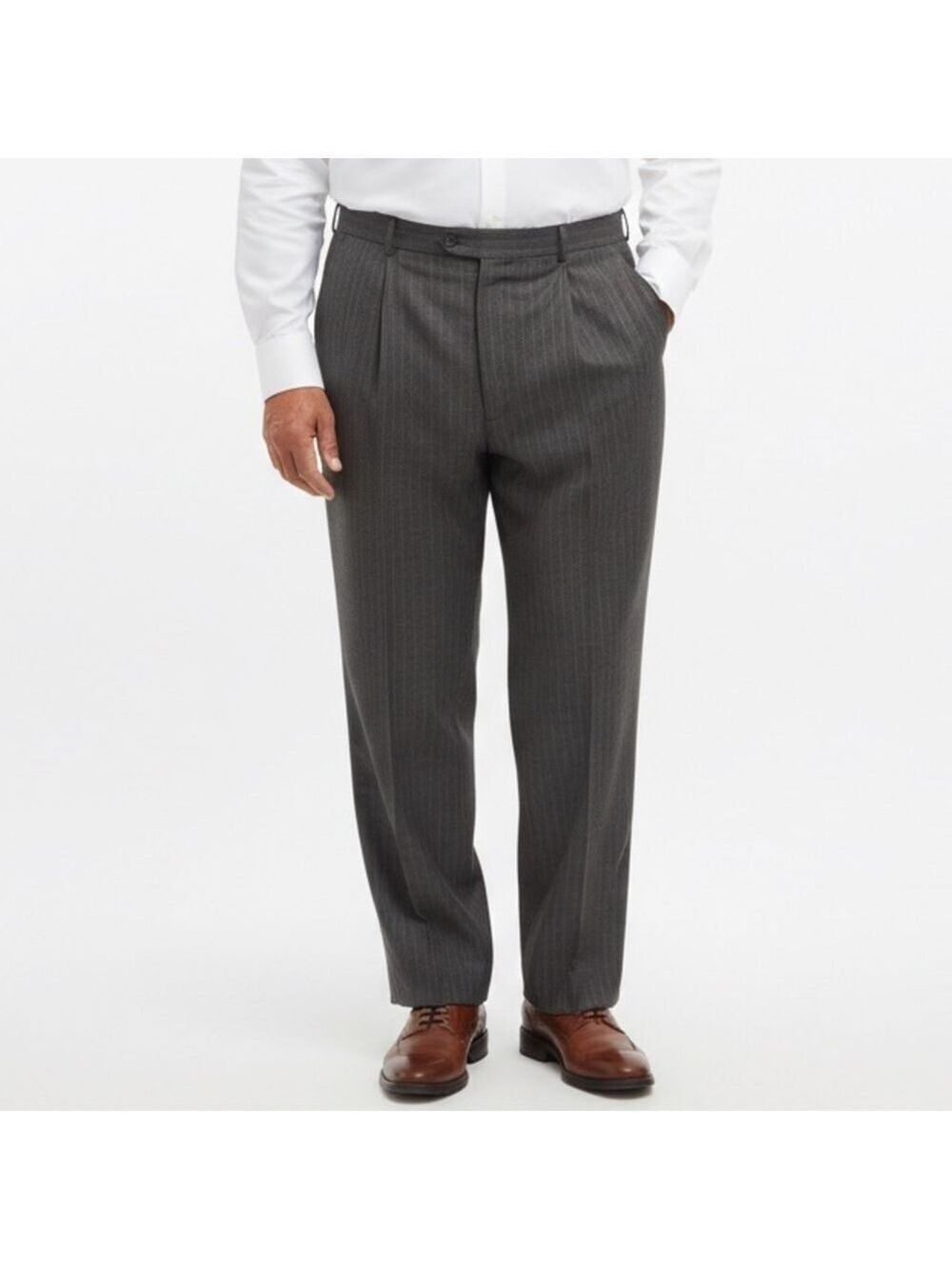 VINTAGE OLEG CASSINI Pinstripe Pleated Wool Trousers Sz 38, Academia, Corpcore